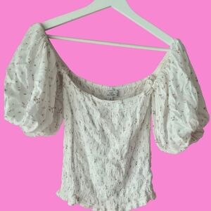 Elegant White Floral Women's Top